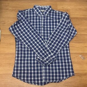 Wrangler Riata Cowboys Young Boy’s  Blue Plaid Buttom Down Long Sleeve Shirt XXL